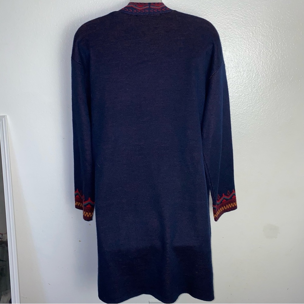 MaxSport Mx4760 navy blue and red floral pattern open face sweater cardigan - Picture 6 of 7
